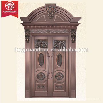 Arched Top Design Puerta de la puerta principal de doble hoja, puerta de bronce comercial o residencial